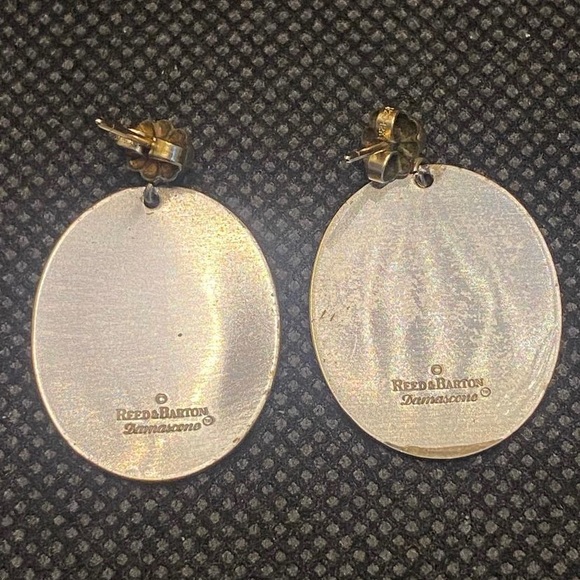 Vintage Damascene 24k Gold Electroplated Owl Earrings by Reed and Barton - Picture 2 of 3